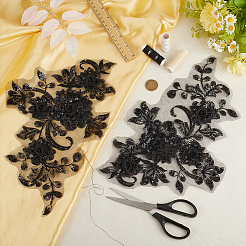 2Pcs Polyester Paillette Embroidered Cloth Sew on Patches&nbsp;PATC-CY0001-01A