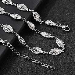 304ステンレススチール製てんとう虫リンクチェーンネックレス（女性・男性用）  ステンレス鋼色  15.85インチ（40.25cm）&nbsp;NJEW-K249-21B-P