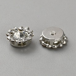 合金ガラスカボション  ラウンド  プラチナ  ホワイト  9x3.5mm  穴：1.5~2mm&nbsp;FIND-WH07148-01C