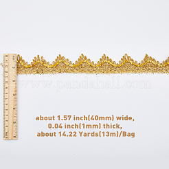 チロリアンテープ  スパンコール付き  三角形  ゴールド  1-5/8インチ（40mm）  約14.22ヤード（13m）/バッグ&nbsp;OCOR-WH0047-23B