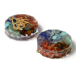 Flat Round Epoxy Resin Pendants&nbsp;G-R478-22B