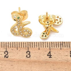 Brass Micro Pave Clear Cubic Zirconia Stud Earrings&nbsp;EJEW-D305-02G