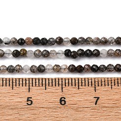 天然石ブラックルチルクォーツビーズ連売り  多面カット  ラウンド  2.5~3x2~2.5mm  穴：0.7mm  約154個/連  14.57~14.69''（37~37.3センチメートル）&nbsp;LS-G-RM250104-C4