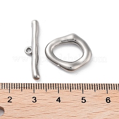 変色しない304ステンレススチールのトグル留め具  オーバル  ステンレス鋼色  19.5x17x3mm  バー：27x6x2.5mm  穴：1.5mm&nbsp;X-STAS-A092-04A-P