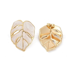 Ion Plating(IP) 304 Stainless Steel Leaf Stud Earrings&nbsp;EJEW-Z068-37G-01
