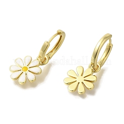 Rack Plating Flower Brass Hoop Earrings&nbsp;EJEW-H016-27G-01