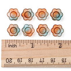 透明ガラスビーズ  花  ティール  11~12x7.5~8mm  穴：1.4mm&nbsp;LAMP-FS0001-09D