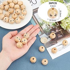 30Pcs Natural Wood Beads&nbsp;WOOD-FG0001-15A