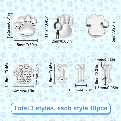 30種類のスタイルの合金ラインストーンスライドチャーム3個。  足跡  11.5~15.5x6.5~15x4~5mm  穴：8~11x1.5~2mm  10個/スタイル&nbsp;FIND-SC0010-34