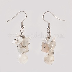 Natural White Moonstone Dangle Earrings and Bracelets Sets&nbsp;SJEW-JS00972