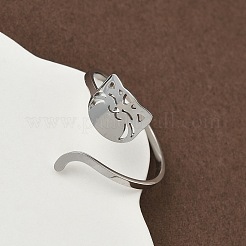 304 Stainless Steel Cuff Rings for Women&nbsp;RJEW-F195-02P