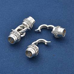真鍮製マイクロペーブクリアキュービックジルコニアの留め金  銀  27x8mm  穴：2mm&nbsp;KK-B125-14S