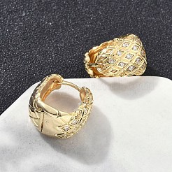 真鍮製クリアキュービックジルコニアの菱形フープピアス  18KGP本金メッキ  16.5x17x12mm&nbsp;EJEW-D320-05G