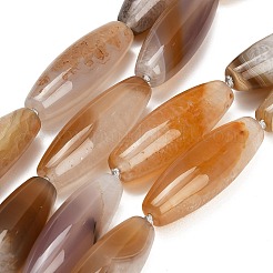 天然石瑪瑙ビーズ連売り  ライス  染め＆加熱  ペルー  40.5~41.5x14~14.5mm  穴：1.2mm  約9個/連  15.20''~15.55''（38.6~39.5センチメートル）&nbsp;G-L654-G20-01A