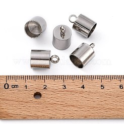 変色しにくい滑らかな表面の201ステンレススチールコードエンド  エンドキャップ  ステンレス鋼色  15x10mm  穴：3mm  9mm内径&nbsp;STAS-R063-96