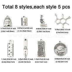 40pcs8スタイルチベットスタイルアロイペンダント  アンティークシルバー  17~32x9.5~26x1~8mm  穴：1~2mm  5個/スタイル&nbsp;TIBE-FP0001-17