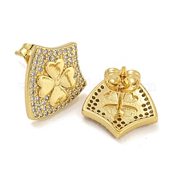 Rack Plating Brass Micro Pave Clear Cubic Zirconia Stud Earrings&nbsp;EJEW-I313-18D-G