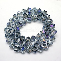 半分メッキクリスタルガラスキューブビーズ連売り  多面カット  虹メッキ  10~11x10~11x10~11mm  穴：1mm&nbsp;EGLA-F023-C01