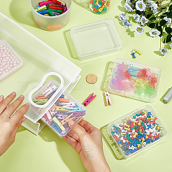 透明プラスチック収納ボックス  ヒンジ付き蓋付き長方形ビーズ容器  透明  11.4x8.4x2.8cm  内径：11x8のCM&nbsp;CON-WH0089-212