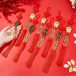 6Pcs 2 Colors Alloy Snake & Coin Pendant Decorations&nbsp;HJEW-DC0001-21