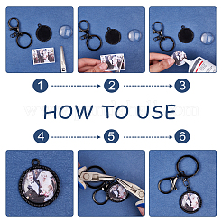 DIY Flat Round Charm Keychain Making Kit&nbsp;DIY-PH0006-70