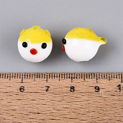 手作りランプワークビーズ  フグ  きいろ  12~14x12~14x16~18mm  穴：1.2~1.5mm&nbsp;LAMP-Q039-12F
