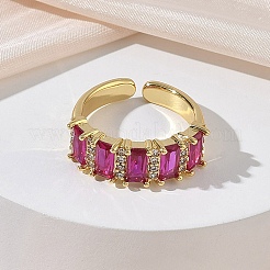 Brass Micro Pave Cubic Zirconia Cuff Open Rings for Women&nbsp;RJEW-L343-16G-02