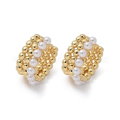 Rack Plating Brass Cuff Earrings with Plastic Pearl Beaded&nbsp;EJEW-D064-02G