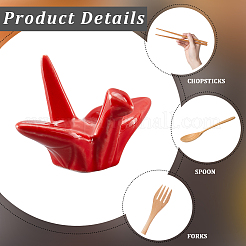 Paper Crane Ceramic Chopstick Stands&nbsp;DJEW-WH0058-12C