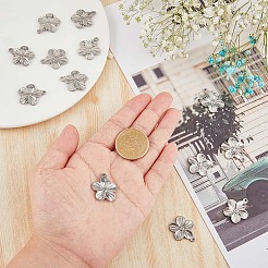 304ステンレスペンダント  花  ステンレス鋼色  23x20x2mm  穴：2mm  20個/箱&nbsp;STAS-DC0011-78
