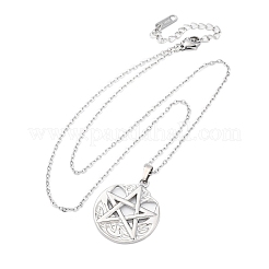 Viking Pentagram 304 Stainless Steel Pendant Necklaces&nbsp;NJEW-M096-01P