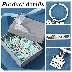 8Pcs 8 Style 304 Stainless Steel Lettering Keychains&nbsp;KEYC-PH0001-57