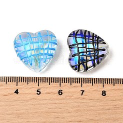 透明なガラスエナメルビーズ  ハート  ミックスカラー  19.5x21x8.5mm  穴：1.2mm&nbsp;GLAA-S388-01