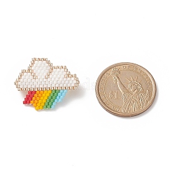 Glass Seed Braided Cloud with Rainbow Brooch Pin&nbsp;JEWB-MZ00001