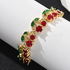 Cherry Brass Micro Pave Cubic Zirconia Chain Bracelets&nbsp;BJEW-L703-01A-G
