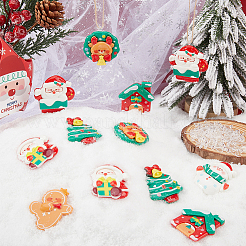 クリスマス樹脂カボション  透明アクリルパーツ付き  ジュートコード  ミックスカラー  カボション：43~51x39~52x8~11ミリ&nbsp;RESI-SC0005-76