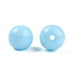 不透明なソリッドカラーのガラスビーズ  ラウンド  空色  8~8.5mm  穴：1.2~1.6mm&nbsp;X1-GLAA-N007-8mm-A15