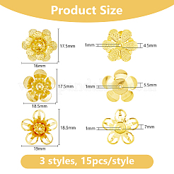 45Pcs 3 Styles Brass Beads&nbsp;KK-DC0004-72
