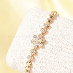 Brass Micro Pave Cubic Zirconia Link Chain Bracelets&nbsp;KK-R217-48G