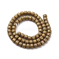 電気メッキされた天然溶岩岩ビーズ連売り  ロンデル  黄金メッキ  6x7mm  穴：1mm  約67~68個/連  15.35~15.75インチ（39~40cm）&nbsp;G-G984-06B