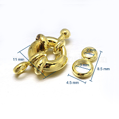真鍮のスプリングリングの留め金  ミックスカラー  11x5mm  チューブベイル: 8.5x4.5x1.5mm  穴：2mm&nbsp;KK-L082B-01