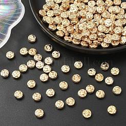 メッキABSプラスチックビーズ200個  月と星のフラットラウンド  ライトゴールドメッキ  9x4mm  穴：1.5mm&nbsp;KY-YW0002-29