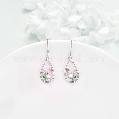 Alloy Enamel Teardrop & Tulip Dangle Earrings&nbsp;WG1F9CE-01