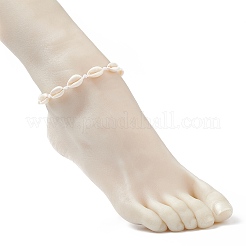 Natural Cowrie Shell Braided Beaded Anklets&nbsp;AJEW-AN00516-01