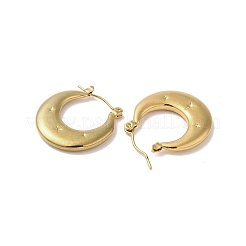 三日月と星 201 ステンレススチール ハーフフープピアス 女性用  304ステンレスピン付き  ゴールドカラー  24x3mm&nbsp;EJEW-G385-25G