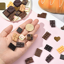 60個 15スタイル 不透明樹脂模造チョコレートカボション  混合図形  14.5~26.5x15.5~28x3.5~8mm  4個/スタイル&nbsp;RESI-SC0006-30