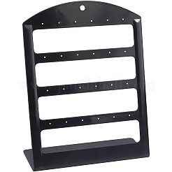4段L字型アクリルイヤリングオーガナイザーディスプレイスタンド  ブラック  13.7x5.3x17.3cm&nbsp;ODIS-WH0099-65C