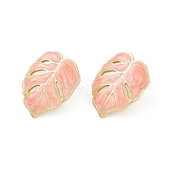Ion Plating(IP) 304 Stainless Steel Leaf Stud Earrings&nbsp;EJEW-Z068-37G-01