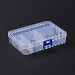 プラスチックビーズ収納ケース  調整可能な仕切りボックス  取り外し可能な5コンパートメント  長方形  ゴーストホワイト  14x9.5x3.2cm&nbsp;KY-E011-01