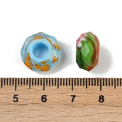 ガラスヨーロピアンビーズ  大穴ロンデルビーズ  多面カット  ロンデル  ミックスカラー  13.5~14.5x7.5~8.5mm  穴：5.5~6.5mm&nbsp;GLAA-A019-01